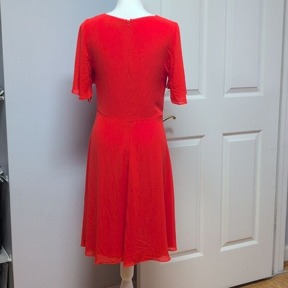 LAUREN by Ralph Lauren Vibrant Red Fully Lined Flowy Dress Size S - Picture 2 of 7
